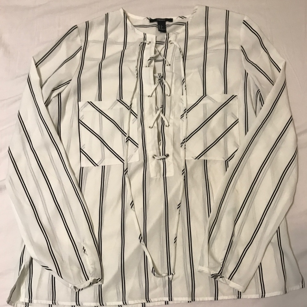 Forever 21 sheer Lace up Shirt